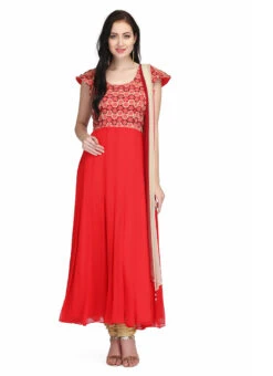Red Chiffon Anarkali Suit Party Wear -Deals Chic Lehenga Store red chiffon anarkali suit slkifh9966000563 u