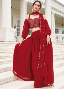 Red Faux Georgette Sequins A Line Lehenga Party Wear -Deals Chic Lehenga Store red faux georgette sequins a line lehenga ghska4699155 u