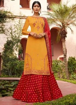 Red Faux Georgette Umbrella Lehenga Party Wear -Deals Chic Lehenga Store red faux georgette umbrella lehenga ghska4744771 u