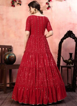 Red Georgette Anarkali Gown Party Wear -Deals Chic Lehenga Store red georgette anarkali gown bgwsom4522 b
