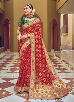 Red Georgette Embroidery Sequins Saree Wedding Wear -Deals Chic Lehenga Store red georgette embroidery sequins saree saska35816601 u
