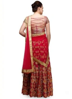 Red Georgette Zari Embroidery Umbrella Lehenga Wedding Wear -Deals Chic Lehenga Store red georgette zari embroidery umbrella lehenga ghkifh78r b