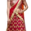 Red Georgette Zari Embroidery Umbrella Lehenga Wedding Wear