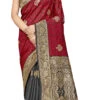 Red N Black Banarasi Silk Zari Work Saree Festive Wear