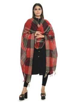Red N Black Handloom Cotton Weaving Work Dupatta Work Wear -Deals Chic Lehenga Store red n black handloom cotton weaving work dupatta dpdmimfd074 u
