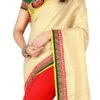 Red N Cream Half N Half Saree Party Wear