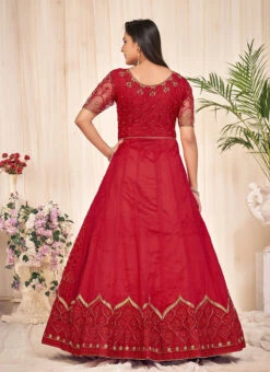 Red Net Embroidered Work Anarkali Suit Party Wear 7 Red Net Embroidered Work Anarkali Suit Party Wear -Deals Chic Lehenga Store red net embroidered work anarkali suit slsacw2461 b