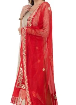 Red Organza Cotton Gota Patti Work Dupatta Festive Wear