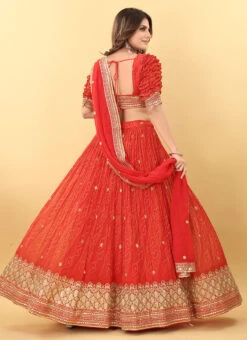Red Printed Embroidery Georgette Umbrella Lehenga Festive Wear -Deals Chic Lehenga Store red printed embroidery georgette umbrella lehenga ghsgfcb50 b