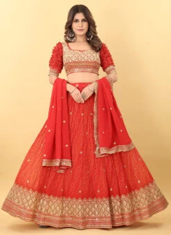 Red Printed Embroidery Georgette Umbrella Lehenga Festive Wear -Deals Chic Lehenga Store red printed embroidery georgette umbrella lehenga ghsgfcb50 u