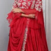 Red Pure Silk Hand Work A Line Lehenga Party Wear
