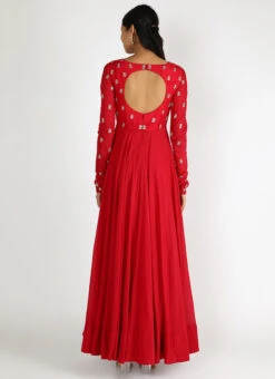 Red Pure Silk Zari N Sequins Work Anarkali Suit Party Wear -Deals Chic Lehenga Store red pure silk zari n sequins work anarkali suit sldvcsvak199 b