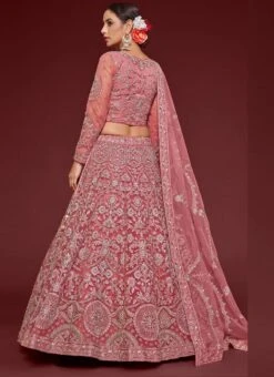 Rose Gold Net Embroidered Work Umbrella Lehenga Choli Party Wear -Deals Chic Lehenga Store rose gold net embroidered work umbrella lehenga choli ghska46097905 b