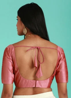 Rose Gold Pink Silk Solid Stitched Readymade Blouse Party Wear -Deals Chic Lehenga Store rose gold pink silk solid stitched readymade blouse blspfb227rg b