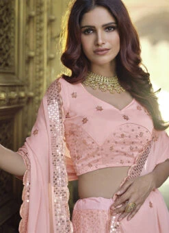 Rose Pink Georgette Sequins Embroidery Umbrella Lehenga Wedding Wear 7 Rose Pink Georgette Sequins Embroidery Umbrella Lehenga Wedding Wear -Deals Chic Lehenga Store rose pink georgette sequins embroidery umbrella lehenga ghsli13287704 b