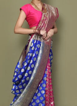 Royal Blue Art Silk Zari Work Saree Party Wear