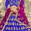Royal Blue Embroidered A Line Lehenga Wedding Wear