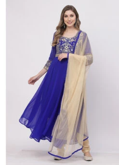 Royal Blue Georgette Embroidered Work Anarkali Suit Work Wear -Deals Chic Lehenga Store royal blue georgette embroidered work anarkali suit sldmf7479 u