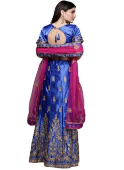 Royal Blue Satin Silk Embroidered A Line Lehenga Festive Wear -Deals Chic Lehenga Store royal blue satin silk embroidered a line lehenga ghsstsktlly7624 b