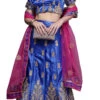 Royal Blue Satin Silk Embroidered A Line Lehenga Festive Wear