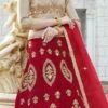 Ruby Red Art Silk Embroidered A Line Lehenga Party Wear