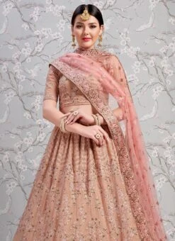 Rust Embroidered A Line Lehenga Wedding Wear -Deals Chic Lehenga Store rust embroidered a line lehenga ghmkns2805 b