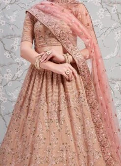 Rust Embroidered A Line Lehenga Wedding Wear