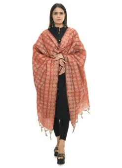 Rust Handloom Cotton Weaving Work Dupatta Work Wear -Deals Chic Lehenga Store rust handloom cotton weaving work dupatta dpdmimfd073 u