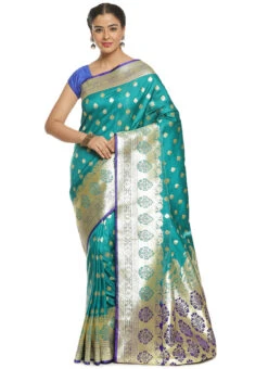 Satin Banarasi Woven Work Teal Green Color Saree Festive Wear 6 Satin Banarasi Woven Work Teal Green Color Saree Festive Wear -Deals Chic Lehenga Store satin banarasi woven work teal green color saree savptabl72 u