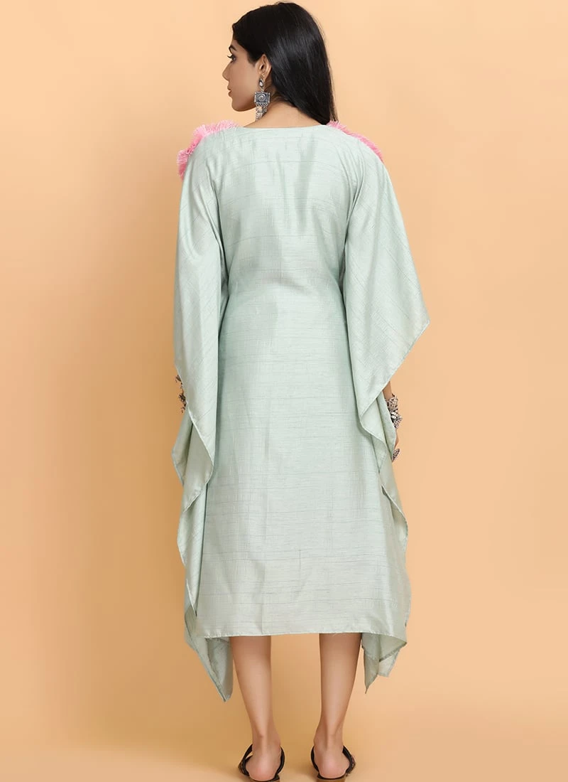 Sea Green Kaftan Set Party Wear 4 Sea Green Kaftan Set Party Wear - Image 4