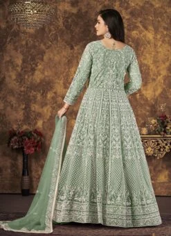 Sea Green Net Embroidery Anarkali Suit Party Wear -Deals Chic Lehenga Store sea green net embroidery anarkali suit slsdc4702 b