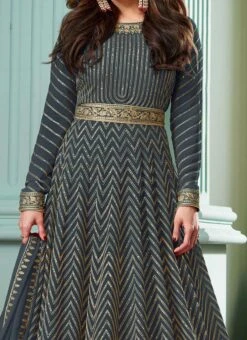 Shamita Shetty Blue Georgette Embroidery Anarkali Suit Party Wear