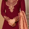 Shamita Shetty Maroon Georgette Umbrella Lehenga Wedding Wear