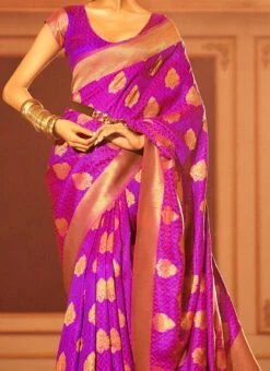 Silk Woven Work Purple Color Saree Festive Wear