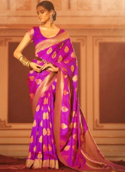 Silk Woven Work Purple Color Saree Festive Wear -Deals Chic Lehenga Store silk woven work purple color saree sasli205021002 u