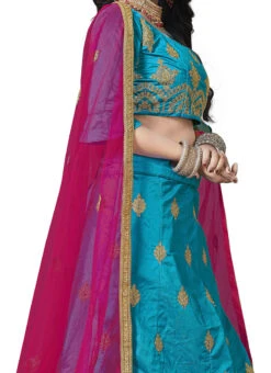 Sky Blue Zoya Silk Embroidered A Line Lehenga Party Wear