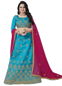 Sky Blue Zoya Silk Embroidered A Line Lehenga Party Wear -Deals Chic Lehenga Store sky blue zoya silk embroidered a line lehenga ghssit515 u