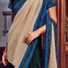 Snazzy Black N Beige Half N Half Saree Party Wear