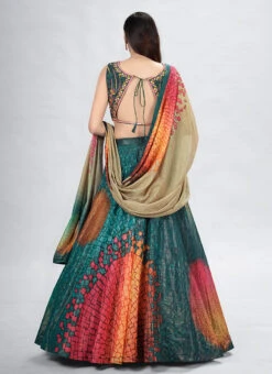 Teal Green Art Silk Digital Printed A Line Lehenga Party Wear -Deals Chic Lehenga Store teal green art silk digital printed a line lehenga ghsdrs4102 b