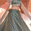 Teal Green Satin Embroidered N Stones Umbrella Lehenga Wedding Wear