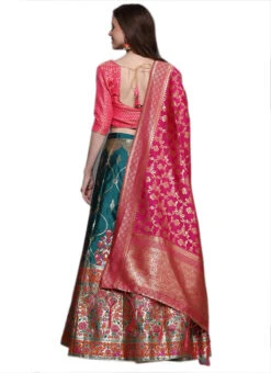 Teal Green Silk Weaving Work A Line Lehenga Festive Wear -Deals Chic Lehenga Store teal green silk weaving work a line lehenga ghsstsktgrm17437 b