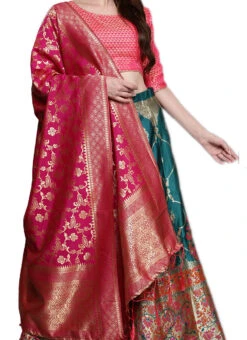 Teal Green Silk Weaving Work A Line Lehenga Festive Wear