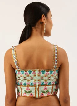 Turquoise Blue Silk Embroidered Work Blouse Party Wear -Deals Chic Lehenga Store turquoise blue silk embroidered work blouse blspfb133tbl b