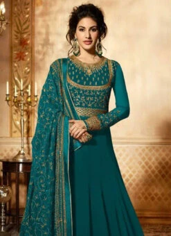 Turquoise Green Embroidered Abaya Style Anarkali S Party Wear 7 Turquoise Green Embroidered Abaya Style Anarkali S Party Wear -Deals Chic Lehenga Store turquoise green embroidered abaya style anarkali suit slscch9083c b