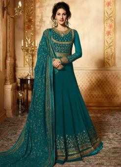 Turquoise Green Embroidered Abaya Style Anarkali S Party Wear 6 Turquoise Green Embroidered Abaya Style Anarkali S Party Wear -Deals Chic Lehenga Store turquoise green embroidered abaya style anarkali suit slscch9083c u