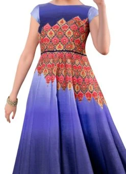 Blue Silk Anarkali Gown Wedding Wear