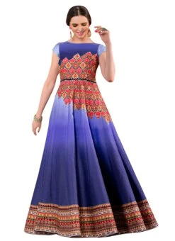 Blue Silk Anarkali Gown Wedding Wear 6 Blue Silk Anarkali Gown Wedding Wear -Deals Chic Lehenga Store violet pure silk anarkali gown bgwsjssbvl103 u