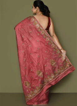 Wedding Wear Dark Pink Color Embroidered Pure Banarasi Silk Saree Wedding Wear -Deals Chic Lehenga Store wedding wear dark pink color embroidered pure silk saree savns119a b
