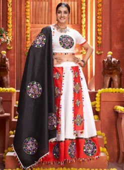 White Art Silk Embroidery With Mirror Work Chaniya Choli Festive Wear -Deals Chic Lehenga Store white art silk embroidery with mirror work chaniya choli ghska46587013 u