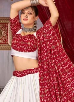 White Blended Cotton Printed Umbrella Lehenga Festive Wear 7 White Blended Cotton Printed Umbrella Lehenga Festive Wear -Deals Chic Lehenga Store white blended cotton printed umbrella lehenga ghsprt16434 b